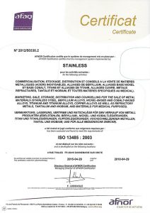 Obtention de la certification ISO 13485 (Médical)